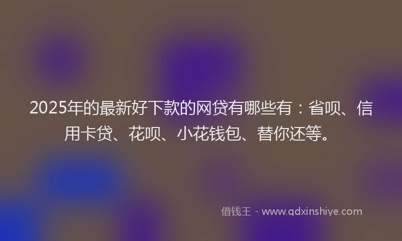 2025年的最新好下款的网贷有哪些有：省呗、信用卡贷、花呗、小花钱包、替你还等。