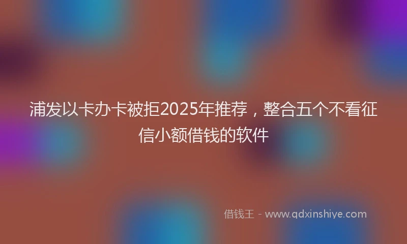 浦发以卡办卡被拒2025年推荐，整合五个不看征信小额借钱的软件