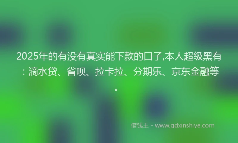2025年的有没有真实能下款的口子,本人超级黑有：滴水贷、省呗、拉卡拉、分期乐、京东金融等。