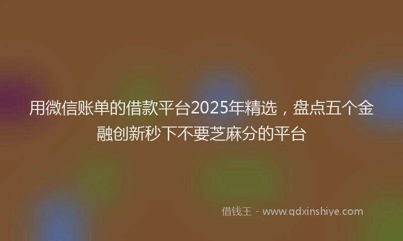 用微信账单的借款平台2025年精选，盘点五个金融创新秒下不要芝麻分的平台