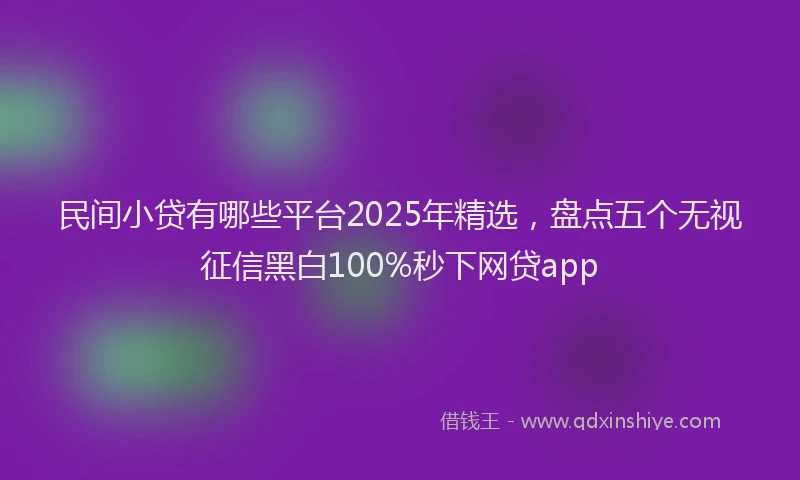 民间小贷有哪些平台2025年精选，盘点五个无视征信黑白100%秒下网贷app