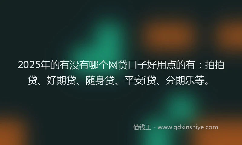2025年的有没有哪个网贷口子好用点的有：拍拍贷、好期贷、随身贷、平安i贷、分期乐等。