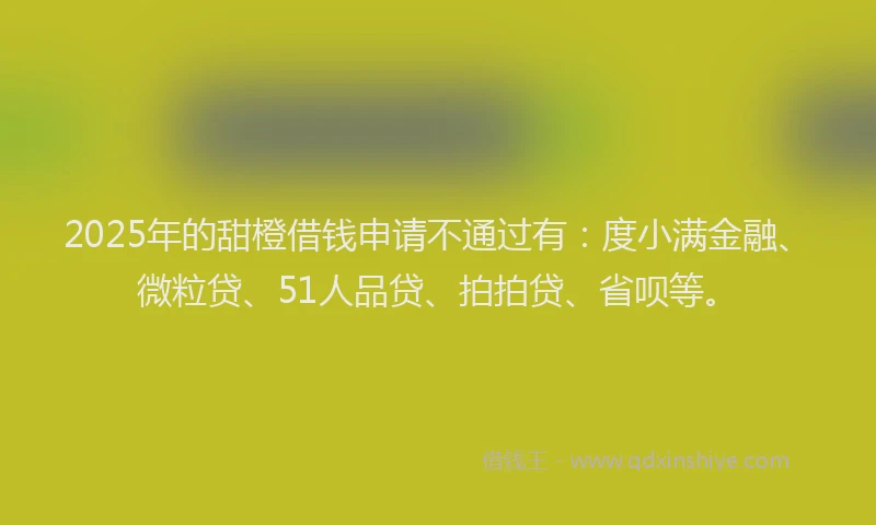 2025年的甜橙借钱申请不通过有：度小满金融、微粒贷、51人品贷、拍拍贷、省呗等。