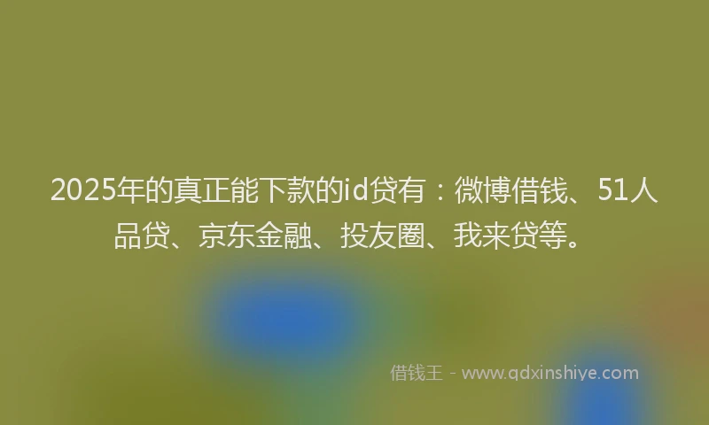 2025年的真正能下款的id贷有：微博借钱、51人品贷、京东金融、投友圈、我来贷等。