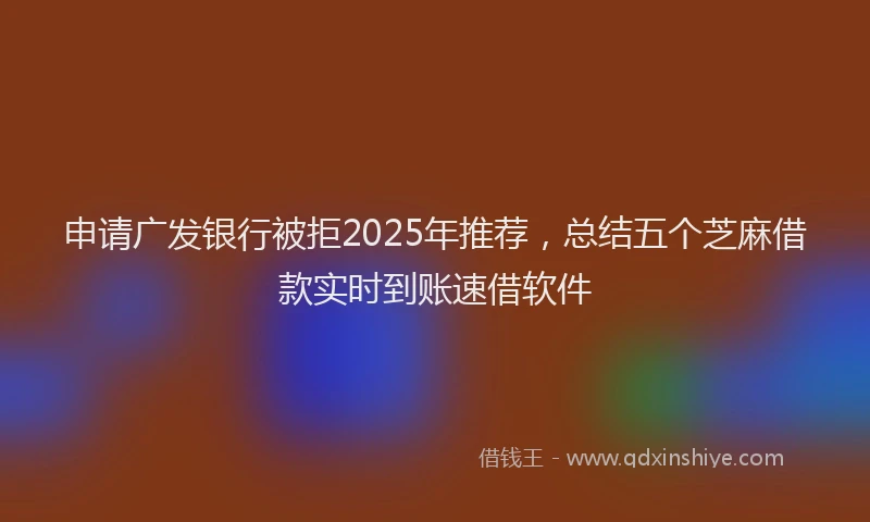 申请广发银行被拒2025年推荐，总结五个芝麻借款实时到账速借软件