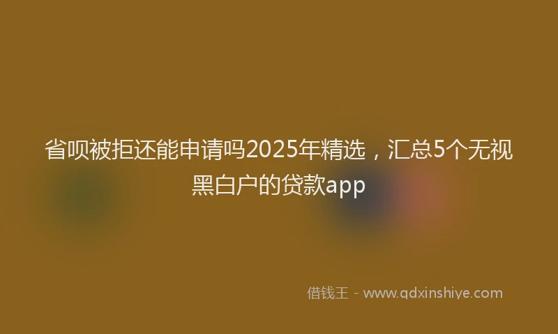省呗被拒还能申请吗2025年精选，汇总5个无视黑白户的贷款app