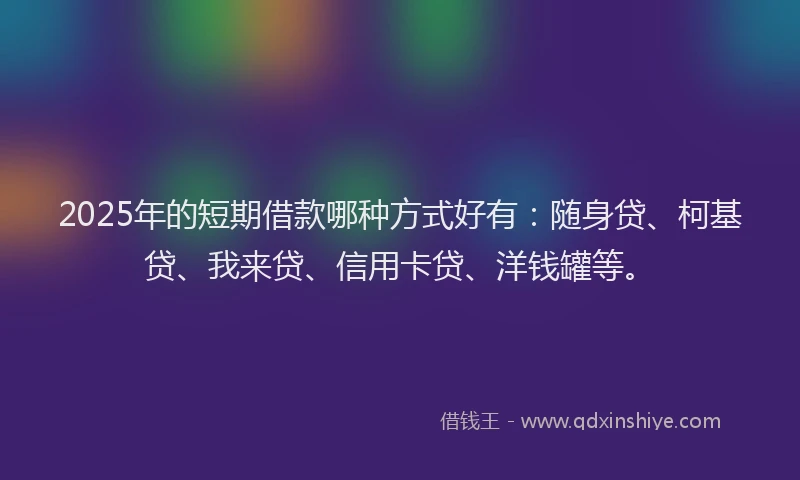 2025年的短期借款哪种方式好有：随身贷、柯基贷、我来贷、信用卡贷、洋钱罐等。