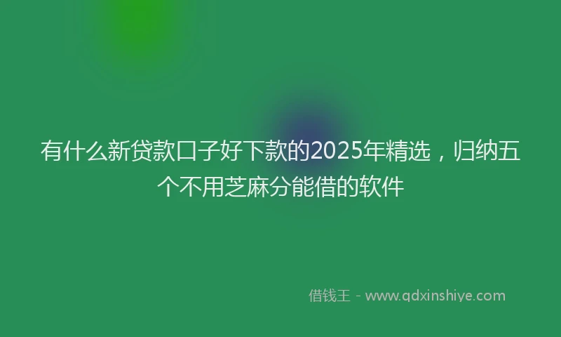 有什么新贷款口子好下款的2025年精选，归纳五个不用芝麻分能借的软件