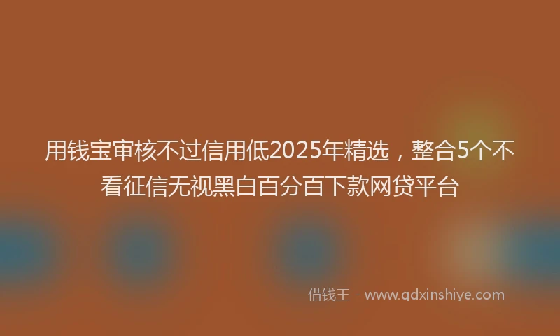 用钱宝审核不过信用低2025年精选，整合5个不看征信无视黑白百分百下款网贷平台