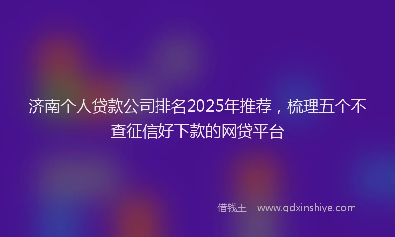 济南个人贷款公司排名2025年推荐，梳理五个不查征信好下款的网贷平台
