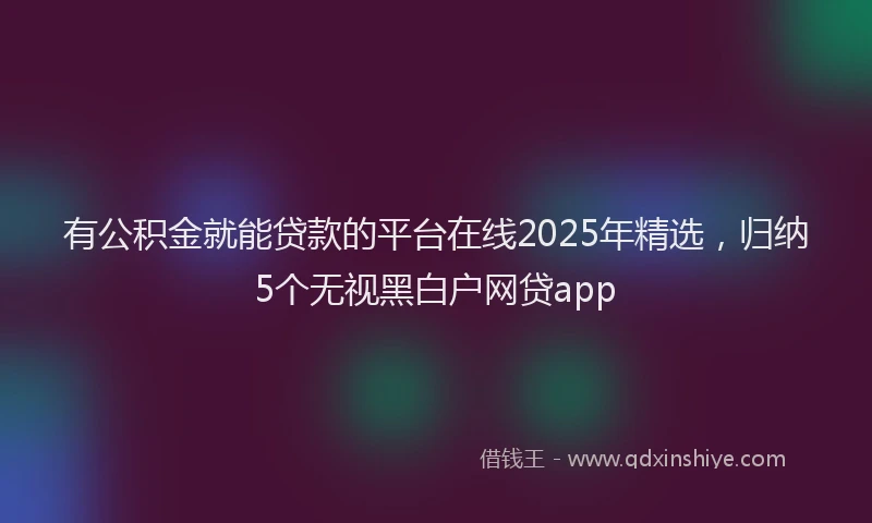 有公积金就能贷款的平台在线2025年精选，归纳5个无视黑白户网贷app