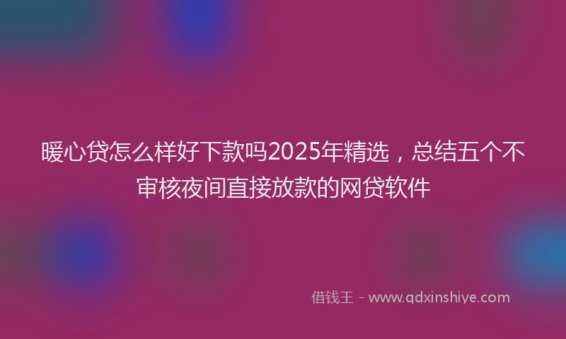 暖心贷怎么样好下款吗2025年精选，总结五个不审核夜间直接放款的网贷软件