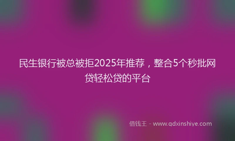 民生银行被总被拒2025年推荐，整合5个秒批网贷轻松贷的平台