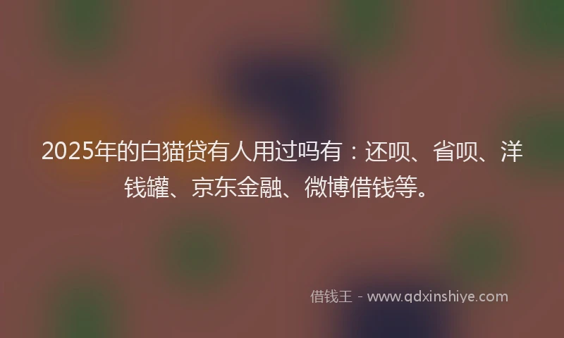 2025年的白猫贷有人用过吗有：还呗、省呗、洋钱罐、京东金融、微博借钱等。