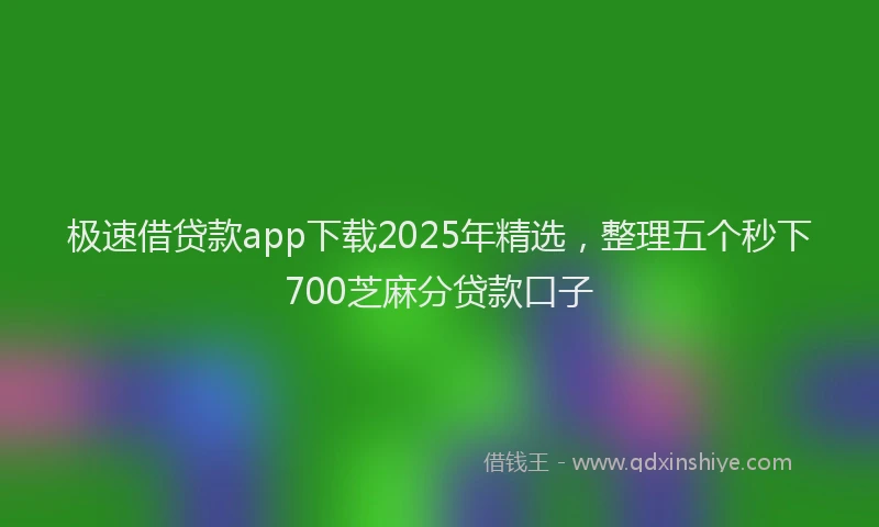 极速借贷款app下载2025年精选，整理五个秒下700芝麻分贷款口子