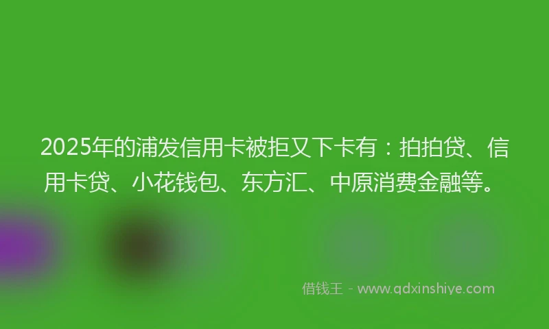 2025年的浦发信用卡被拒又下卡有：拍拍贷、信用卡贷、小花钱包、东方汇、中原消费金融等。