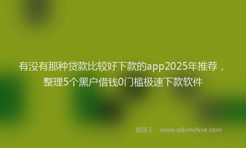 有没有那种贷款比较好下款的app2025年推荐，整理5个黑户借钱0门槛极速下款软件