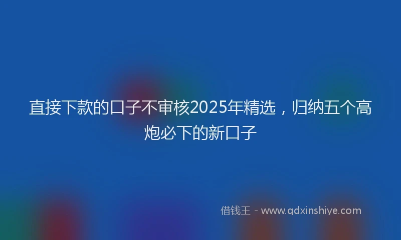 直接下款的口子不审核2025年精选，归纳五个高炮必下的新口子