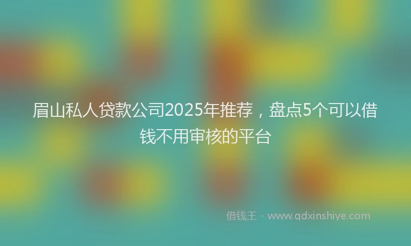 眉山私人贷款公司2025年推荐，盘点5个可以借钱不用审核的平台