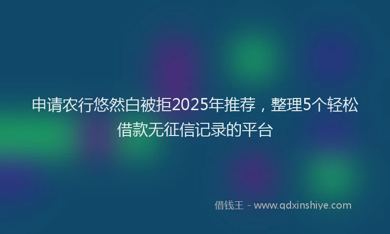 申请农行悠然白被拒2025年推荐，整理5个轻松借款无征信记录的平台