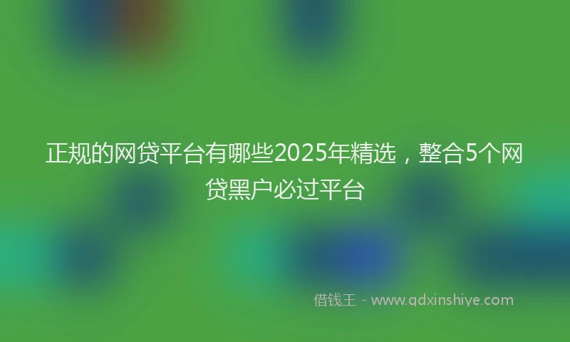 正规的网贷平台有哪些2025年精选，整合5个网贷黑户必过平台