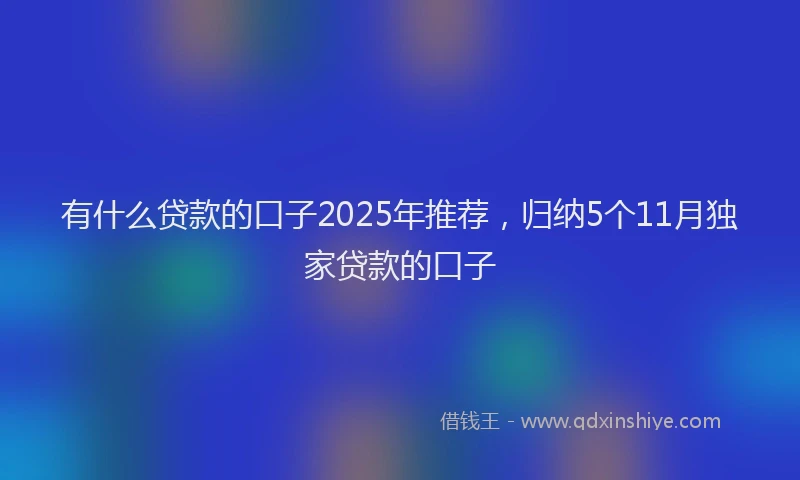 有什么贷款的口子2025年推荐，归纳5个11月独家贷款的口子