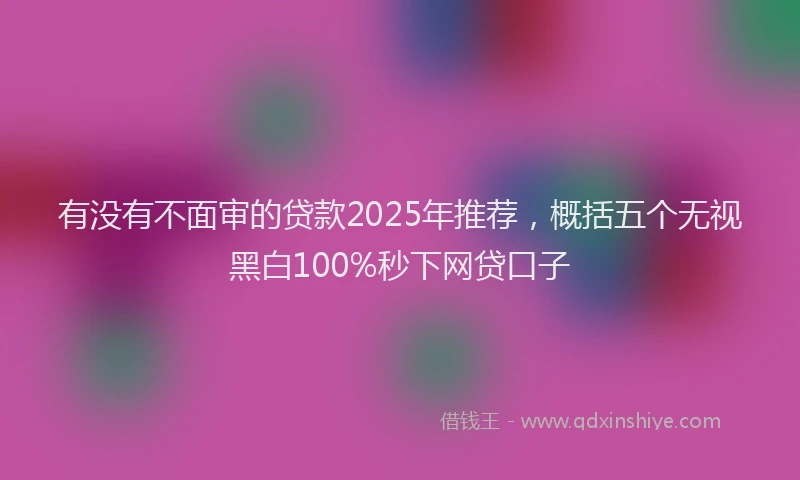 有没有不面审的贷款2025年推荐，概括五个无视黑白100%秒下网贷口子
