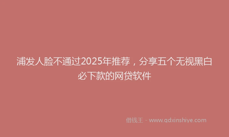 浦发人脸不通过2025年推荐，分享五个无视黑白必下款的网贷软件