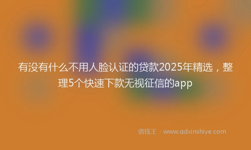 有没有什么不用人脸认证的贷款2025年精选，整理5个快速下款无视征信的app