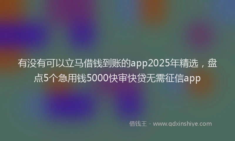 有没有可以立马借钱到账的app2025年精选，盘点5个急用钱5000快审快贷无需征信app