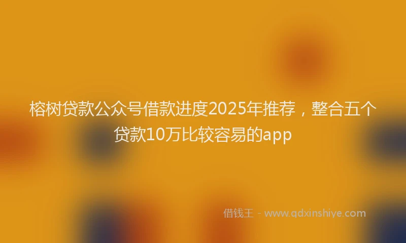 榕树贷款公众号借款进度2025年推荐，整合五个贷款10万比较容易的app