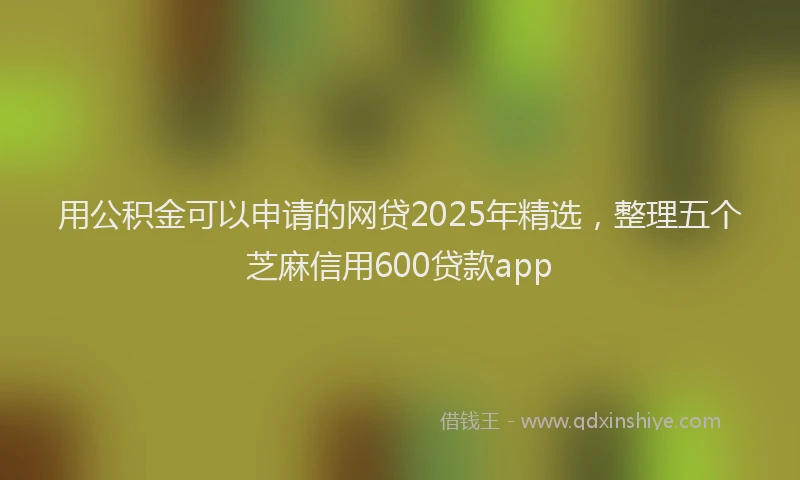 用公积金可以申请的网贷2025年精选，整理五个芝麻信用600贷款app