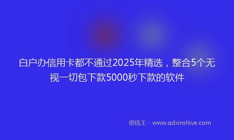 白户办信用卡都不通过2025年精选，整合5个无视一切包下款5000秒下款的软件