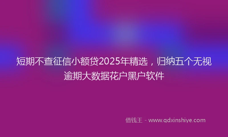 短期不查征信小额贷2025年精选，归纳五个无视逾期大数据花户黑户软件