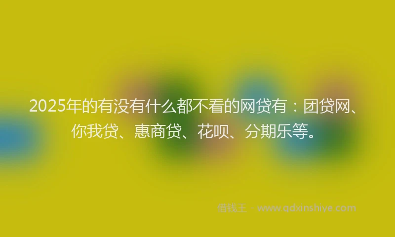 2025年的有没有什么都不看的网贷有：团贷网、你我贷、惠商贷、花呗、分期乐等。
