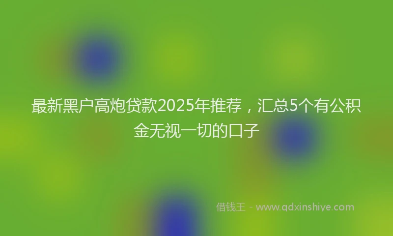 最新黑户高炮贷款2025年推荐，汇总5个有公积金无视一切的口子