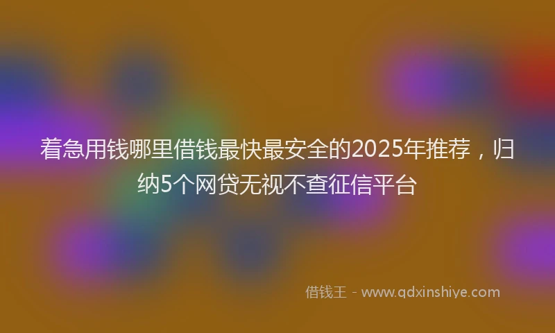 着急用钱哪里借钱最快最安全的2025年推荐，归纳5个网贷无视不查征信平台