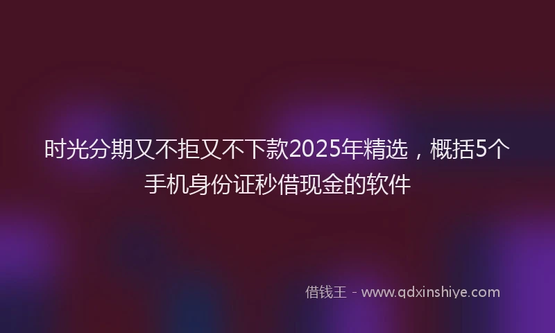 时光分期又不拒又不下款2025年精选，概括5个手机身份证秒借现金的软件