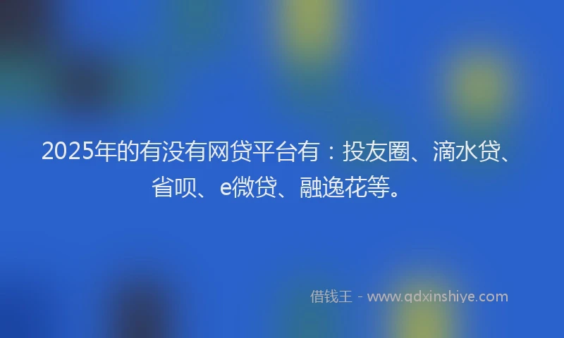 2025年的有没有网贷平台有：投友圈、滴水贷、省呗、e微贷、融逸花等。
