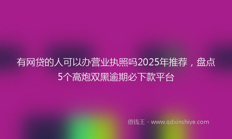 有网贷的人可以办营业执照吗2025年推荐，盘点5个高炮双黑逾期必下款平台