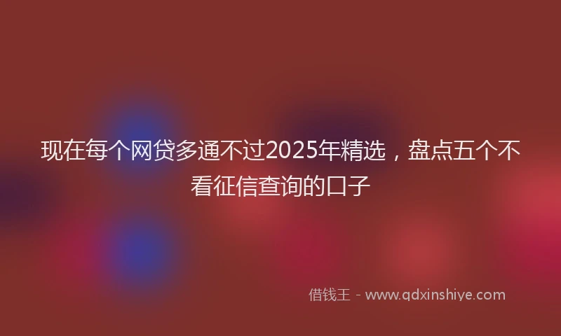 现在每个网贷多通不过2025年精选，盘点五个不看征信查询的口子