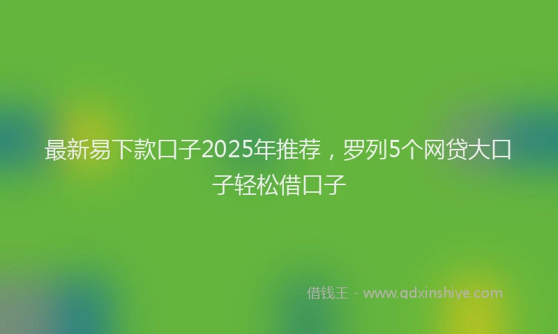最新易下款口子2025年推荐，罗列5个网贷大口子轻松借口子
