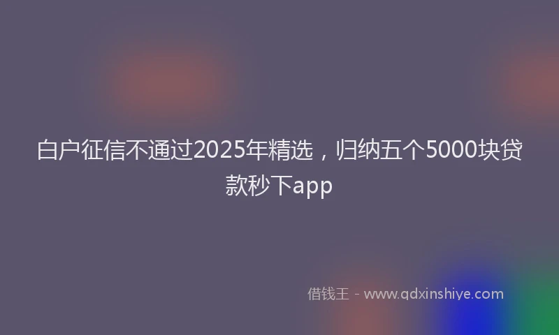 白户征信不通过2025年精选，归纳五个5000块贷款秒下app