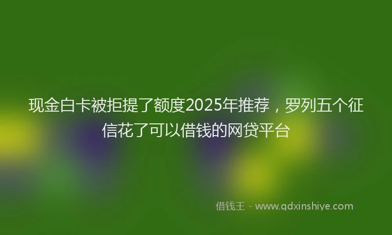 现金白卡被拒提了额度2025年推荐，罗列五个征信花了可以借钱的网贷平台