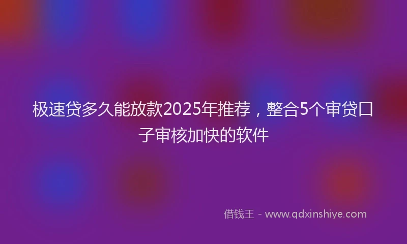 极速贷多久能放款2025年推荐，整合5个审贷口子审核加快的软件