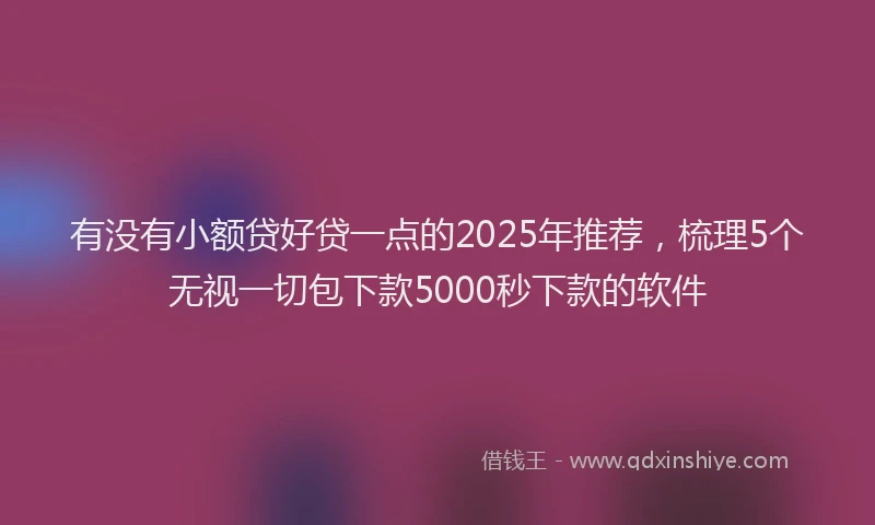 有没有小额贷好贷一点的2025年推荐，梳理5个无视一切包下款5000秒下款的软件