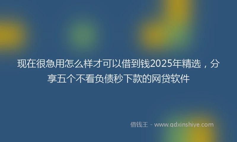 现在很急用怎么样才可以借到钱2025年精选，分享五个不看负债秒下款的网贷软件