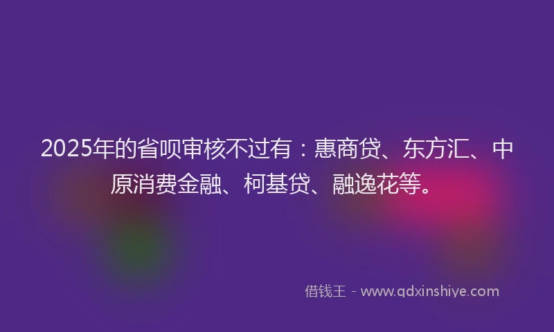 2025年的省呗审核不过有：惠商贷、东方汇、中原消费金融、柯基贷、融逸花等。