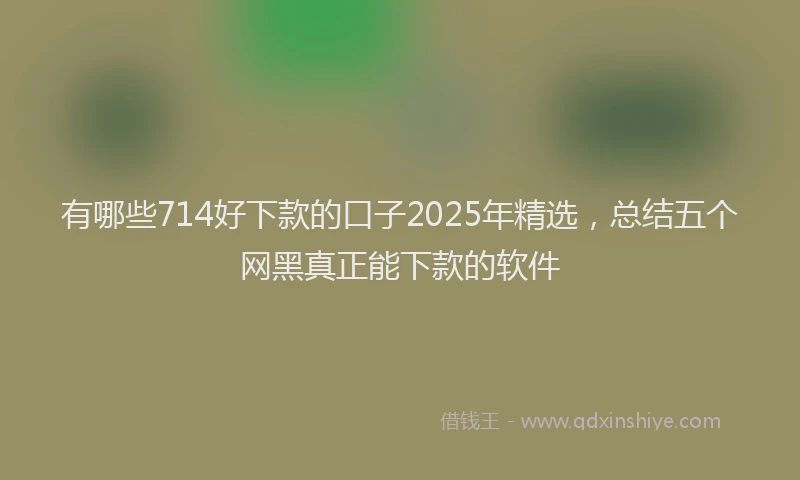 有哪些714好下款的口子2025年精选，总结五个网黑真正能下款的软件