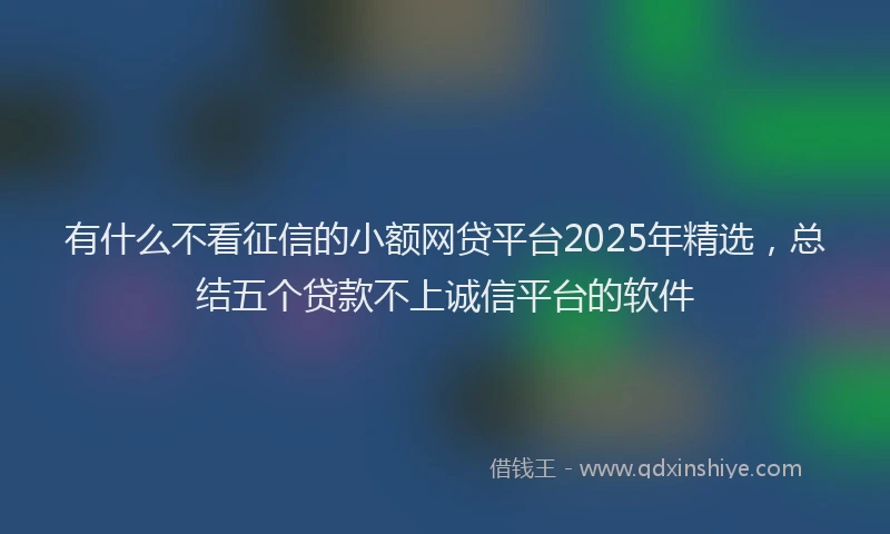 有什么不看征信的小额网贷平台2025年精选，总结五个贷款不上诚信平台的软件